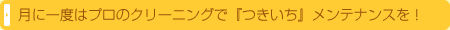 月に一度はプロのクリーニングで『つきいち』メンテナンスを！